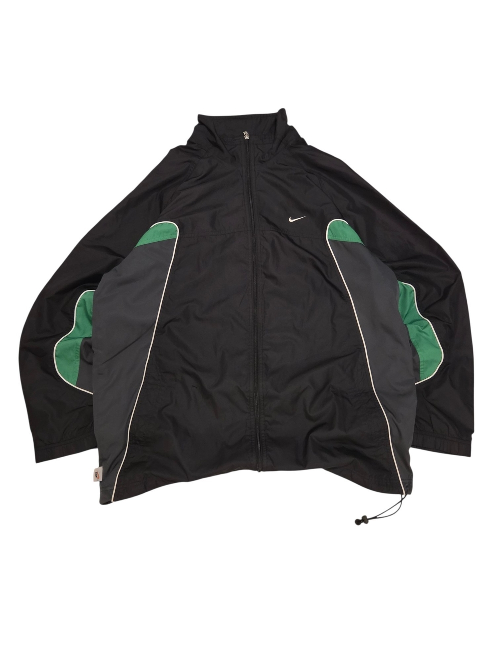 Vintage Y2k Nike Men's Black & Green Full-zip Track Jacket